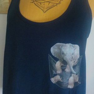 Elephant in Front Pocket Racerback Tee NWOT